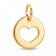 14K Yellow Gold Round Pendant with Large Open Heart Cutout Romantic Delicate Fine Jewelry