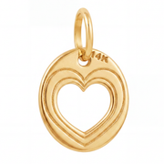 14K Yellow Gold Round Pendant with Large Open Heart Cutout Romantic Delicate Fine Jewelry