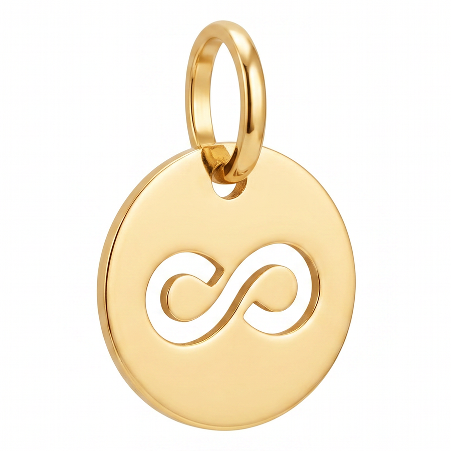 10K Yellow Gold Round Pendant with Infinity Symbol Cutout Delicate Meaningful Fine Jewelry