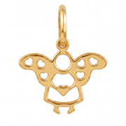 10K Yellow Gold Angel Pendant with Heart Cutout Wings and Chest Heart Spiritual Fine Jewelry
