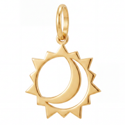14K Yellow Gold Sun and Crescent Moon Pendant Celestial Duality Fine Jewelry Meaningful Gift