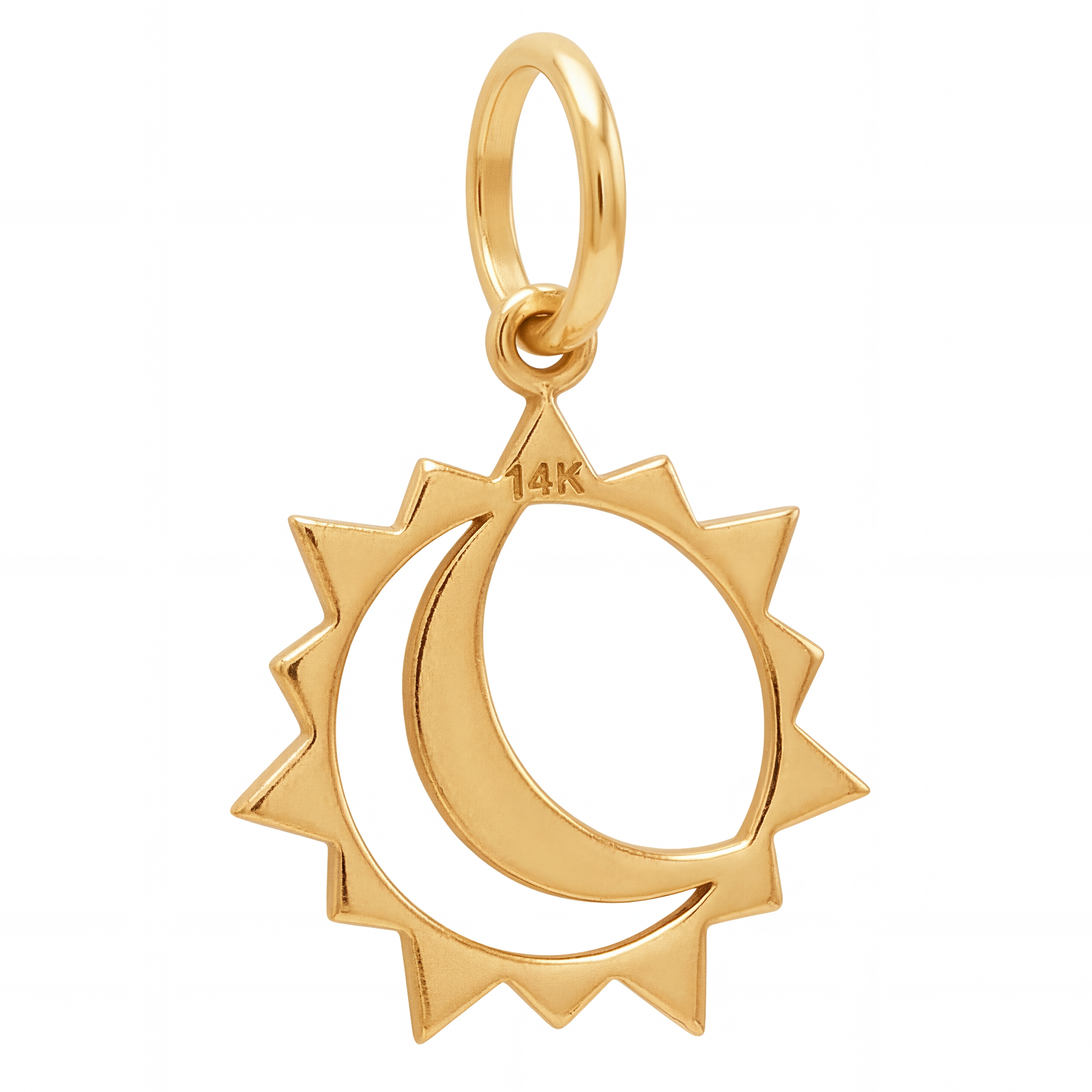 14K Yellow Gold Sun and Crescent Moon Pendant Celestial Duality Fine Jewelry Meaningful Gift