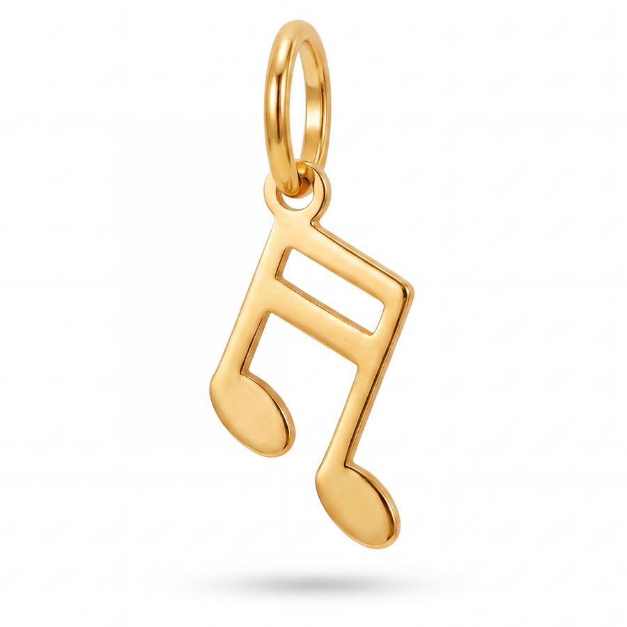 14K Yellow Gold Beamed Music Note Charm Pendant Delicate Fine Jewelry Gift for Music Lovers