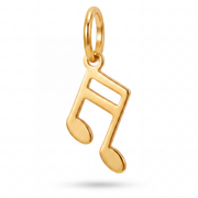 10K Yellow Gold Beamed Music Note Charm Pendant Delicate Fine Jewelry Gift for Music Lovers