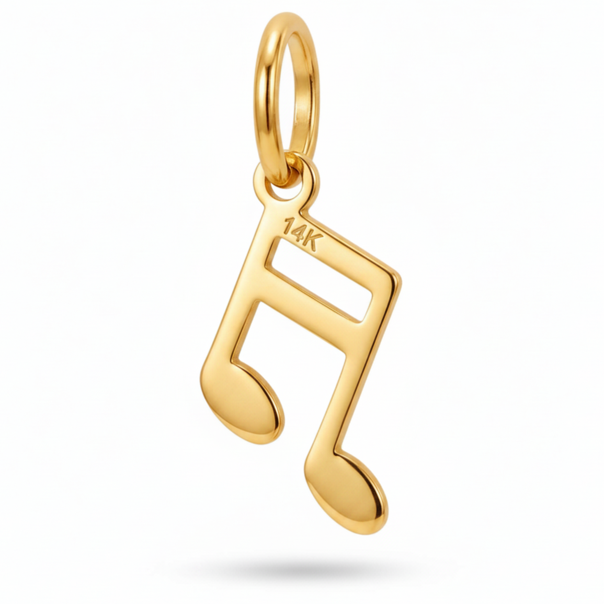 14K Yellow Gold Beamed Music Note Charm Pendant Delicate Fine Jewelry Gift for Music Lovers