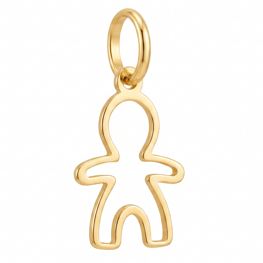 14K Yellow Gold Open Outline Boy Figure Pendant Delicate Sentimental Fine Jewelry Gift