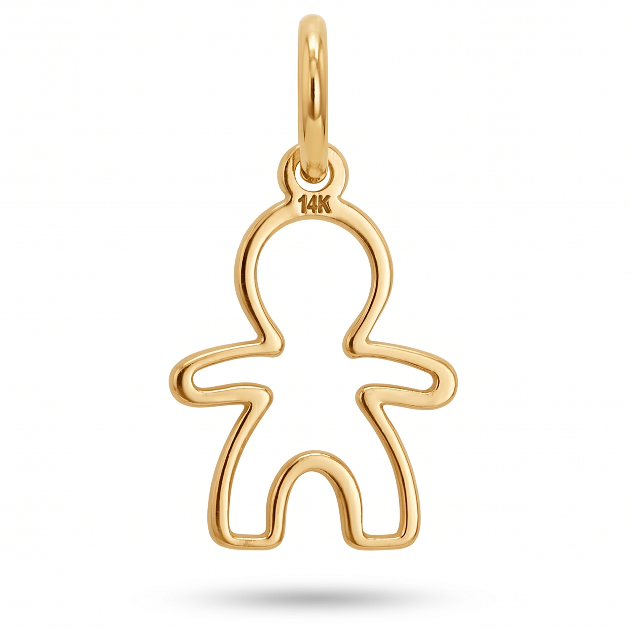 14K Yellow Gold Open Outline Boy Figure Pendant Delicate Sentimental Fine Jewelry Gift