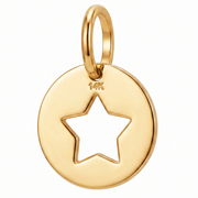 14K Yellow Gold Round Pendant with Star Cutout Delicate Celestial Fine Jewelry Meaningful Gift