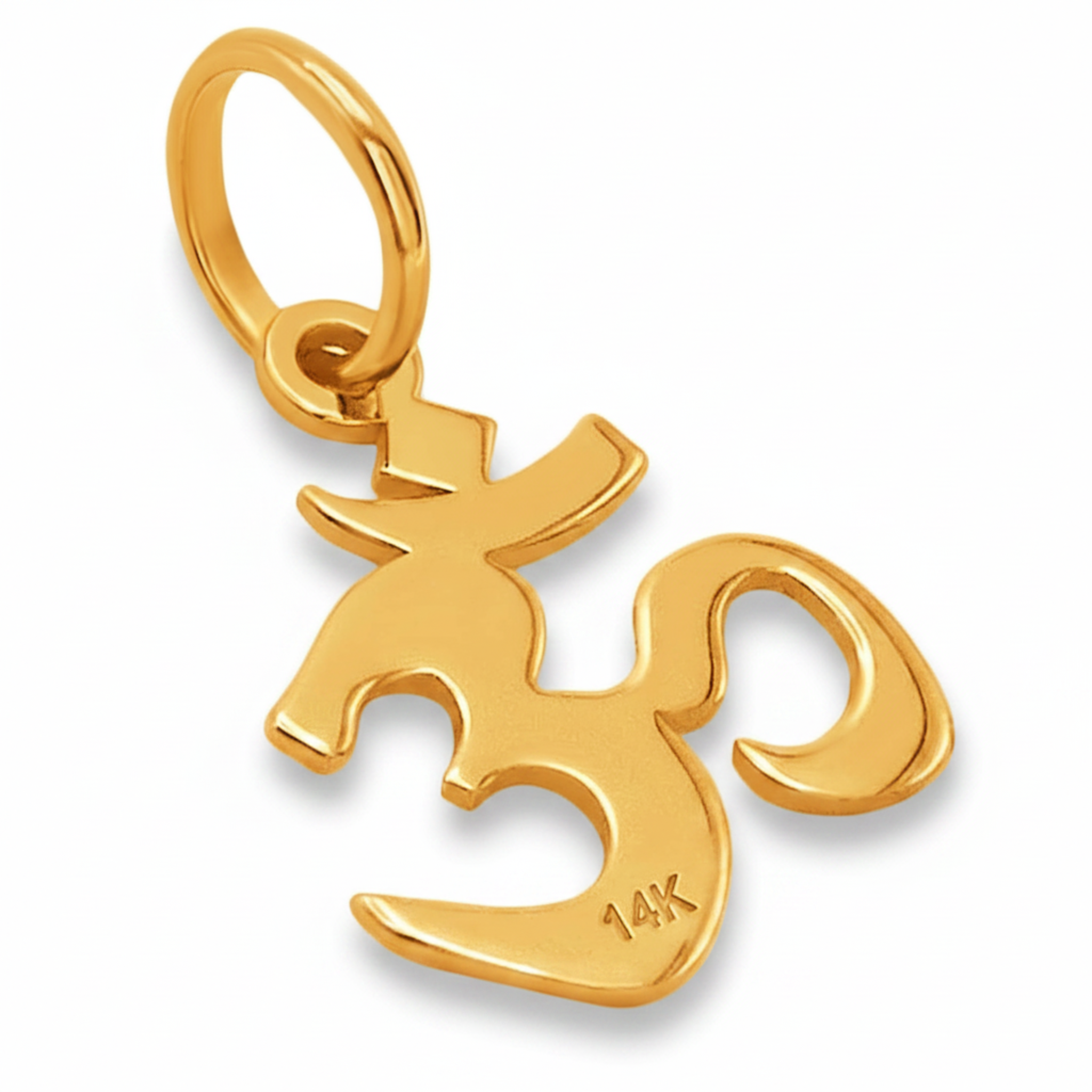 14K Yellow Gold Om Aum Religious Symbol Charm Pendant Delicate Spiritual Fine Jewelry Gift