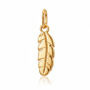 14K Solid Yellow Gold Feather Pendant Necklace — Delicate Fine Gold Charm — Minimalist Jewelry Gift