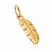 14K Solid Yellow Gold Feather Pendant Necklace — Delicate Fine Gold Charm — Minimalist Jewelry Gift
