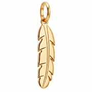 10K Yellow Gold Polished Feather Pendant with Engraved Quill Detail Delicate Fine Jewelry