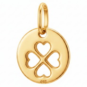 14K Yellow Gold Four Heart Clover Round Charm Pendant Delicate Fine Jewelry Lucky Gift
