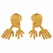 Nazca Lines Hands Geoglyph Stud Earrings in 14K Yellow Gold | Ancient Peruvian Wonder