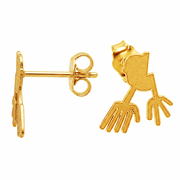 Nazca Lines Hands Geoglyph Stud Earrings in 14K Yellow Gold | Ancient Peruvian Wonder