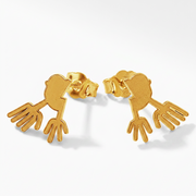 Nazca Lines Hands Geoglyph Stud Earrings in 14K Yellow Gold | Ancient Peruvian Wonder
