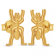 14K Solid Yellow Gold Nazca Spider Stud Earrings Ancient Peru Geoglyph Lines Archaeology Fine Jewelry Meaningful Gift