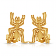 14K Solid Yellow Gold Nazca Spider Stud Earrings Ancient Peru Geoglyph Lines Archaeology Fine Jewelry Meaningful Gift