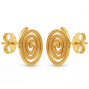 14K Solid Yellow Gold Nazca Spiral Stud Earrings Ancient Peru Geoglyph Lines Archaeology Sacred Geometry Fine Jewelry Gift