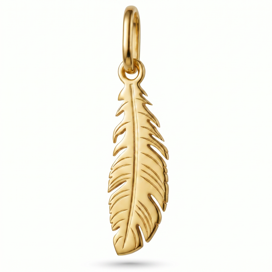 10K Yellow Gold Feather Charm Pendant Delicate Lightweight Fine Jewelry Meaningful Gift (Copy)
