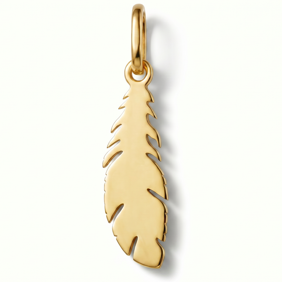 10K Yellow Gold Feather Charm Pendant Delicate Lightweight Fine Jewelry Meaningful Gift (Copy)