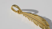 10k Yellow Gold Feather Charm Pendant Elegant Dainty Women Fine Jewelry Gift